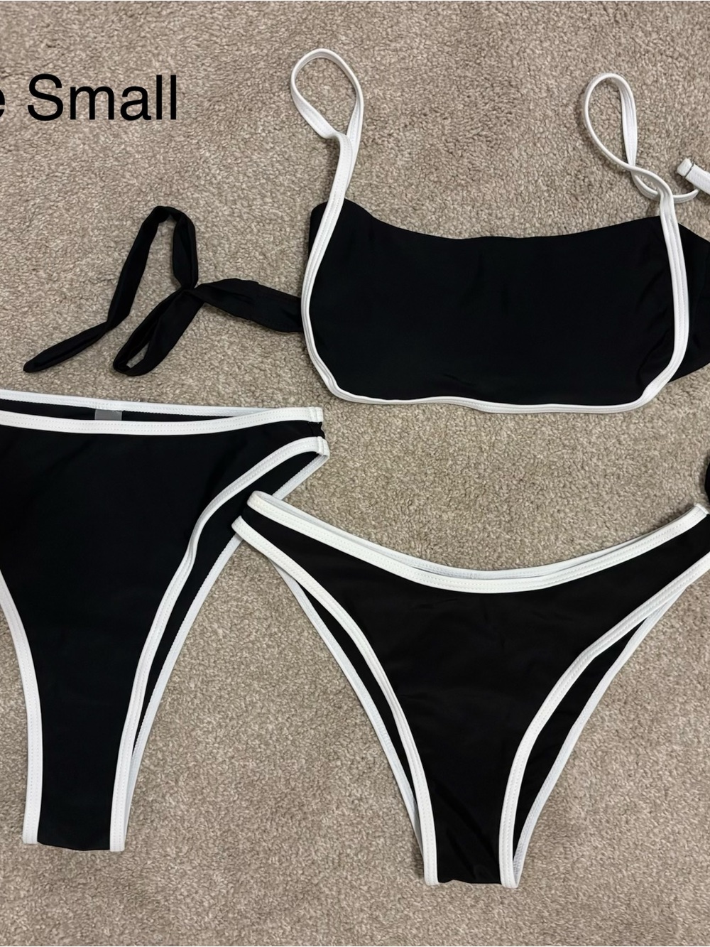 Black & White Contrast Bikini Set - Women's Swim